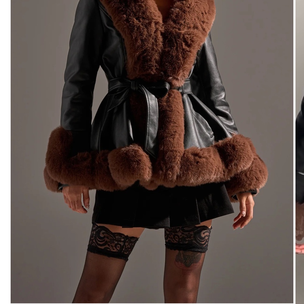 Chic Women's Black and Brown Teddy Jacket